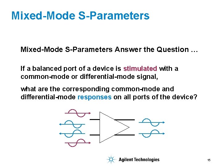 Mixed-Mode S-Parameters Answer the Question … If a balanced port of a device is