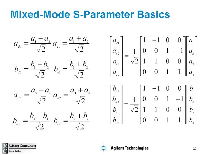 Mixed-Mode S-Parameter Basics 20 