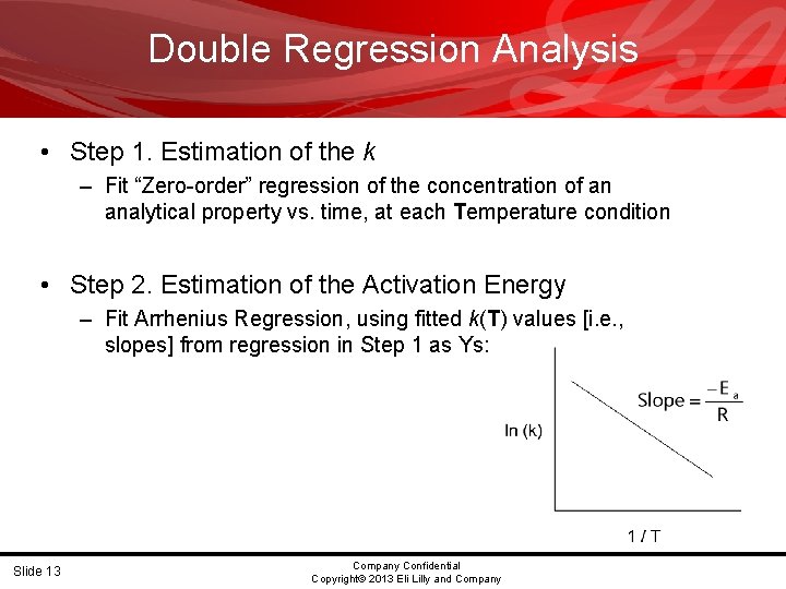 Double Regression Analysis • Step 1. Estimation of the k – Fit “Zero-order” regression