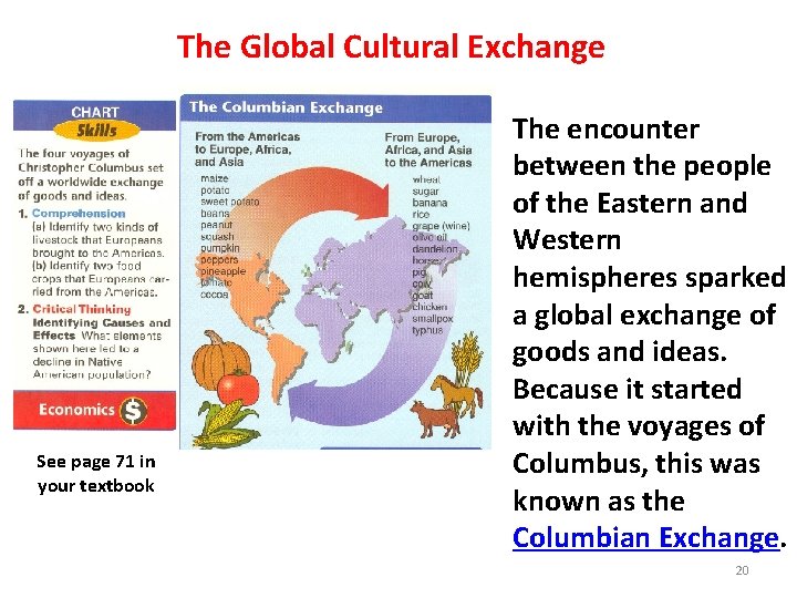 The Global Cultural Exchange See page 71 in your textbook The encounter between the