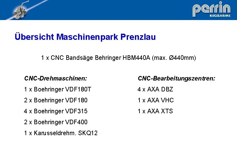 Übersicht Maschinenpark Prenzlau 1 x CNC Bandsäge Behringer HBM 440 A (max. Ø 440