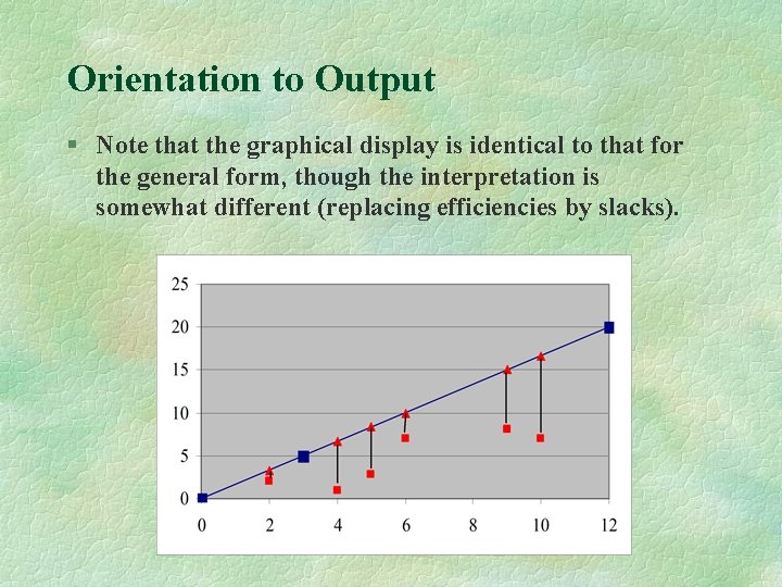 Orientation to Output § Note that the graphical display is identical to that for