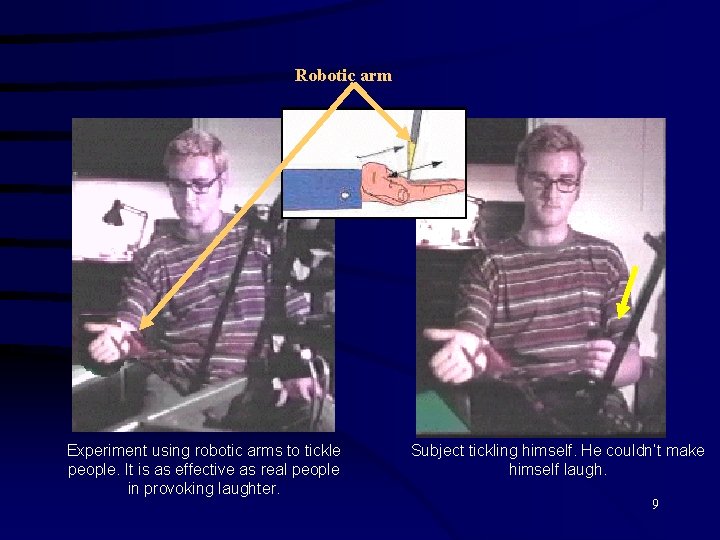 Robotic arm Experiment using robotic arms to tickle people. It is as effective as