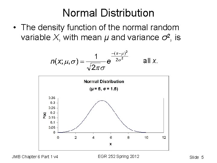 Normal Distribution • The density function of the normal random variable X, with mean