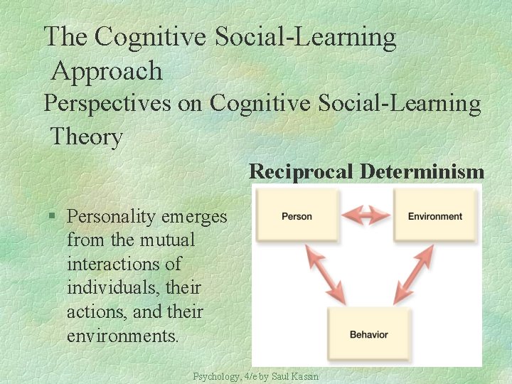 The Cognitive Social-Learning Approach Perspectives on Cognitive Social-Learning Theory Reciprocal Determinism § Personality emerges