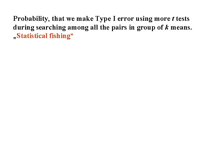 Probability, that we make Type I error using more t tests during searching among