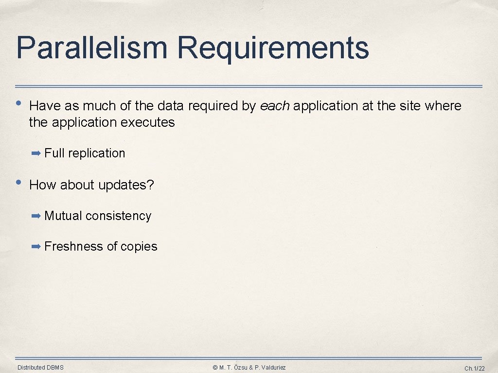 Parallelism Requirements • Have as much of the data required by each application at
