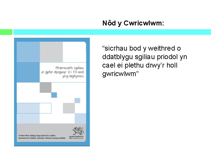 Nôd y Cwricwlwm: “sicrhau bod y weithred o ddatblygu sgiliau priodol yn cael ei