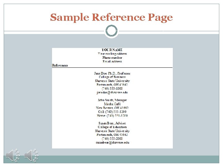 Sample Reference Page 
