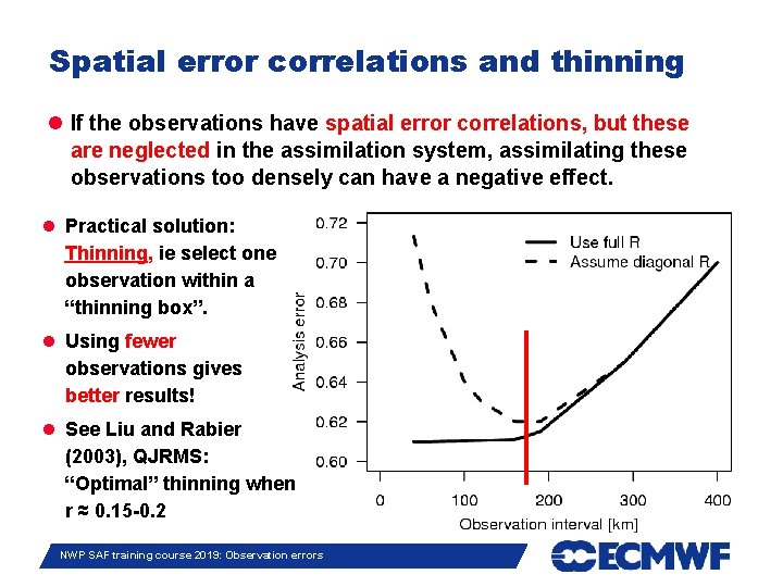 Spatial error correlations and thinning If the observations have spatial error correlations, but these