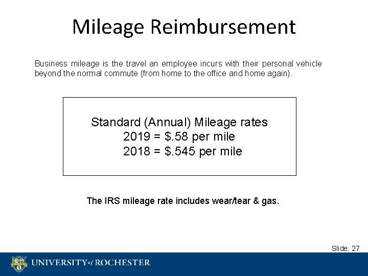 Mileage Reimbursement Business mileage is the travel an employee incurs with their personal vehicle