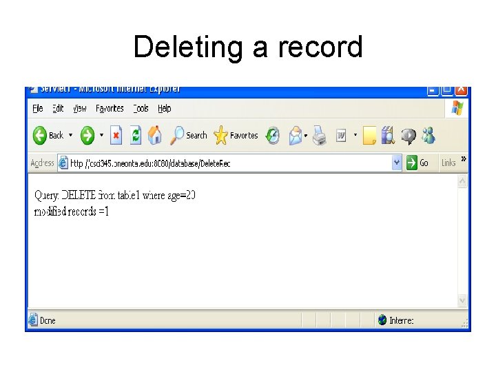 Deleting a record 