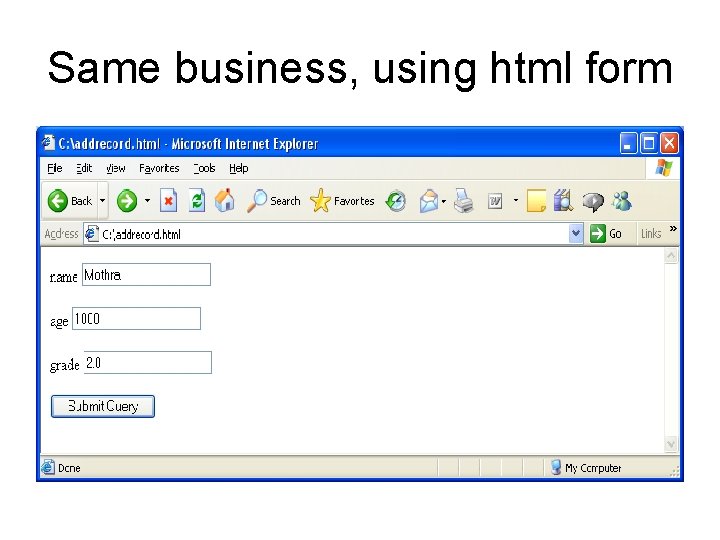 Same business, using html form 