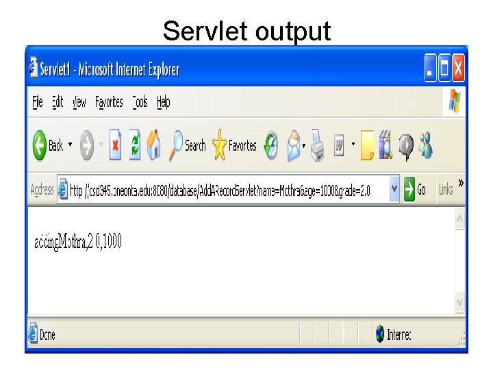 Servlet output 