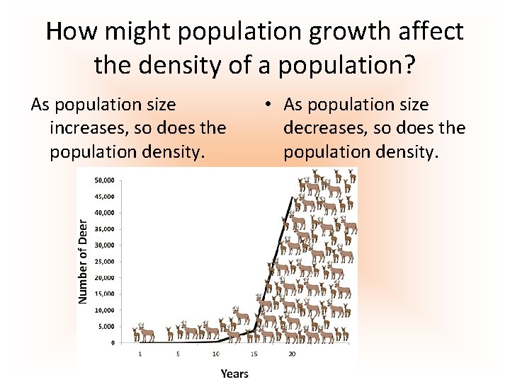 How might population growth affect the density of a population? As population size increases,