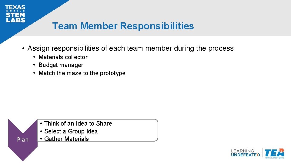 Team Member Responsibilities • Assign responsibilities of each team member during the process •