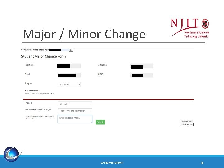 Major / Minor Change COHESION SUMMIT 28 