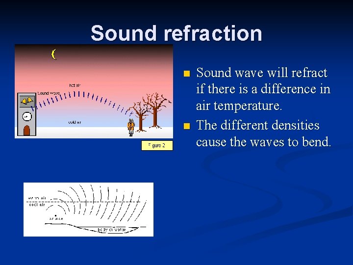 Sound refraction n n Sound wave will refract if there is a difference in