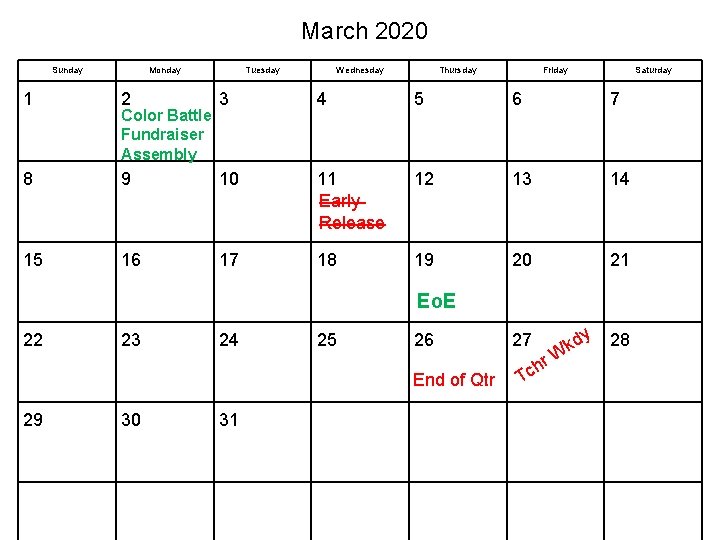 March 2020 Sunday Monday Tuesday Wednesday Thursday Friday Saturday 1 2 3 4 5