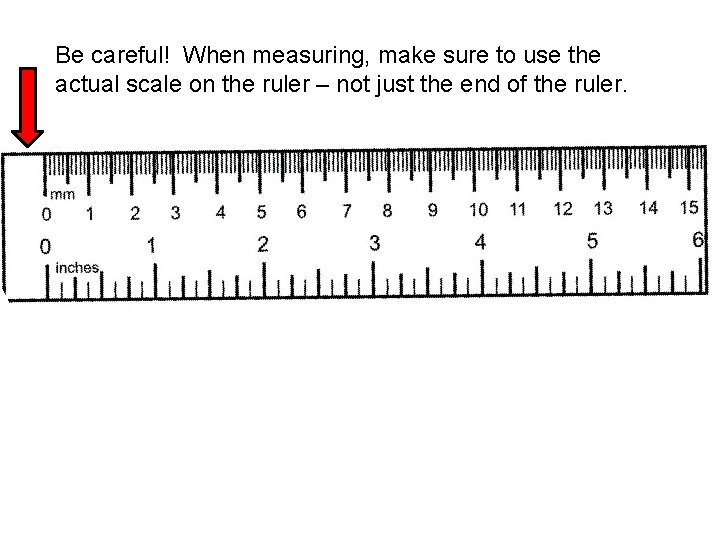 Be careful! When measuring, make sure to use the actual scale on the ruler