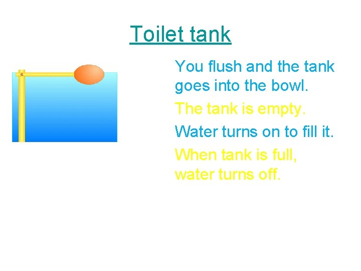 Toilet tank You flush and the tank goes into the bowl. The tank is