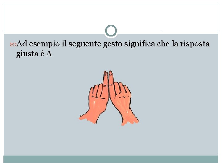  Ad esempio il seguente gesto significa che la risposta giusta è A 