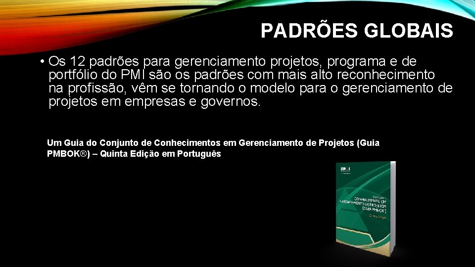 PADRÕES GLOBAIS • Os 12 padrões para gerenciamento projetos, programa e de portfólio do