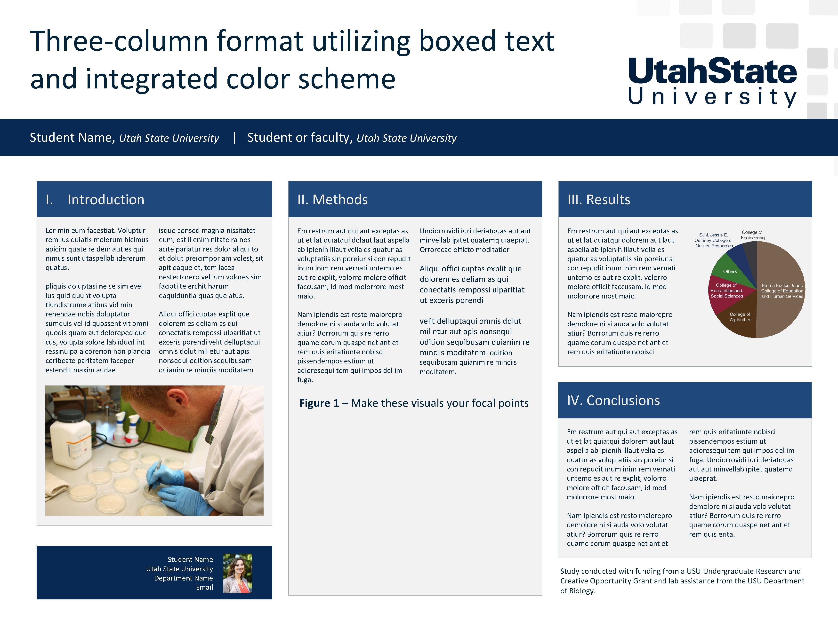 Three-column format utilizing boxed text and integrated color scheme Student Name, Utah State University