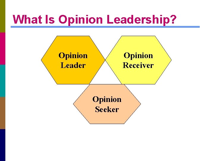 What Is Opinion Leadership? Opinion Leader Opinion Receiver Opinion Seeker 
