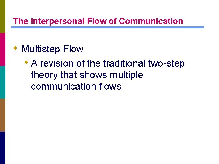 The Interpersonal Flow of Communication • Multistep Flow • A revision of the traditional