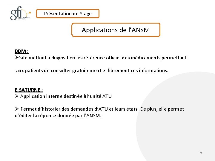 Présentation de Stage Applications de l’ANSM BDM : ØSite mettant à disposition les référence