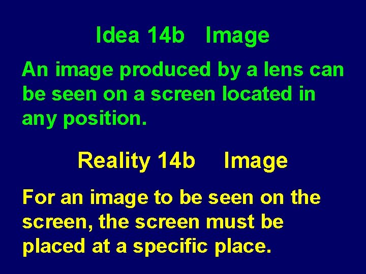 Idea 14 b Image An image produced by a lens can be seen on