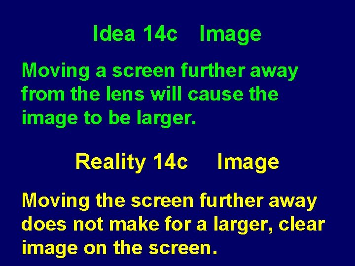 Idea 14 c Image Moving a screen further away from the lens will cause