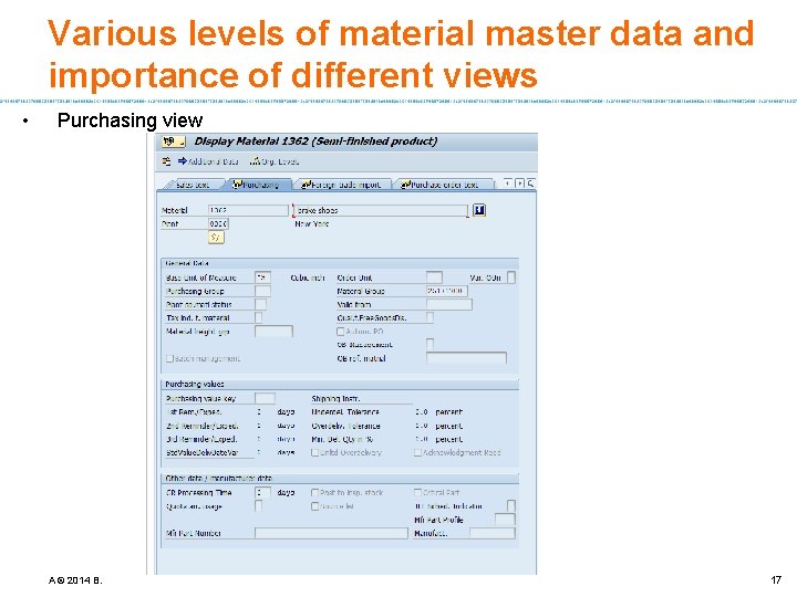 Various levels of material master data and importance of different views • Purchasing view