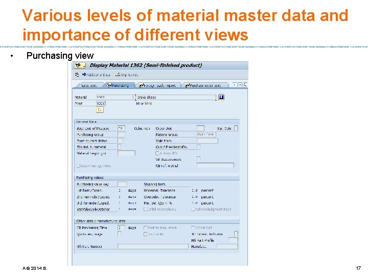Various levels of material master data and importance of different views • Purchasing view