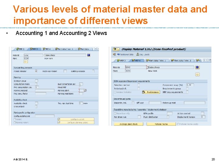 Various levels of material master data and importance of different views • Accounting 1