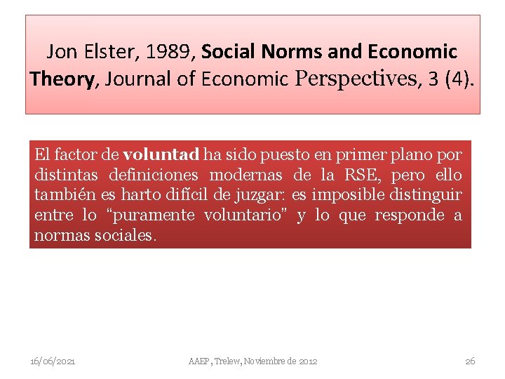 Jon Elster, 1989, Social Norms and Economic Theory, Journal of Economic Perspectives, 3 (4).