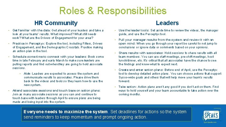 Roles & Responsibilities HR Community • Get familiar with the data: Get ahead of