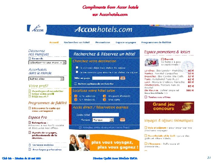 Compliments from Accor hotels sur Accorhotels. com Club Iris – Réunion du 26 mai
