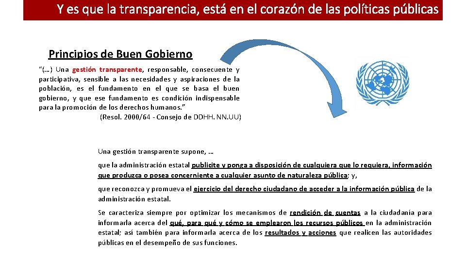 Y es que la transparencia, está en el corazón de las políticas públicas Principios