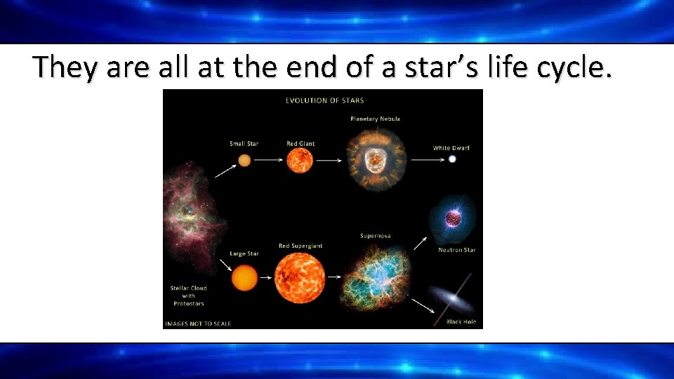 They are all at the end of a star’s life cycle. 