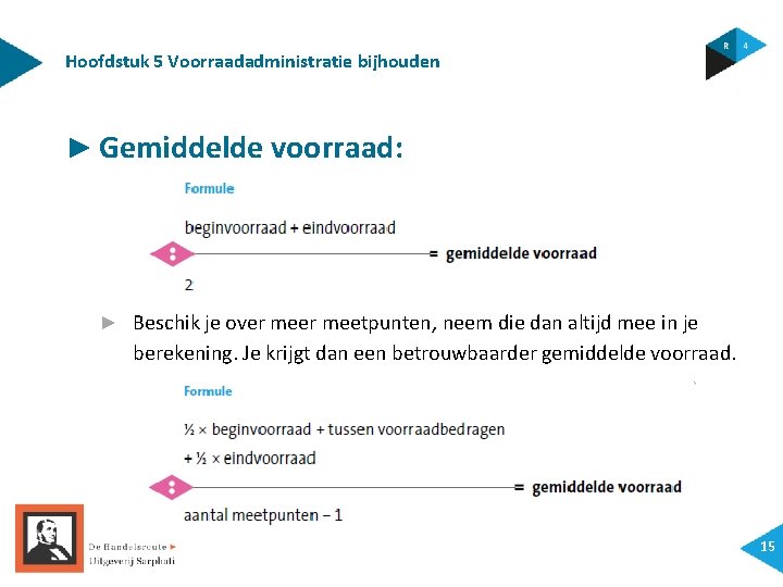 Hoofdstuk 5 Voorraadadministratie bijhouden ► Gemiddelde voorraad: ► Beschik je over meetpunten, neem die