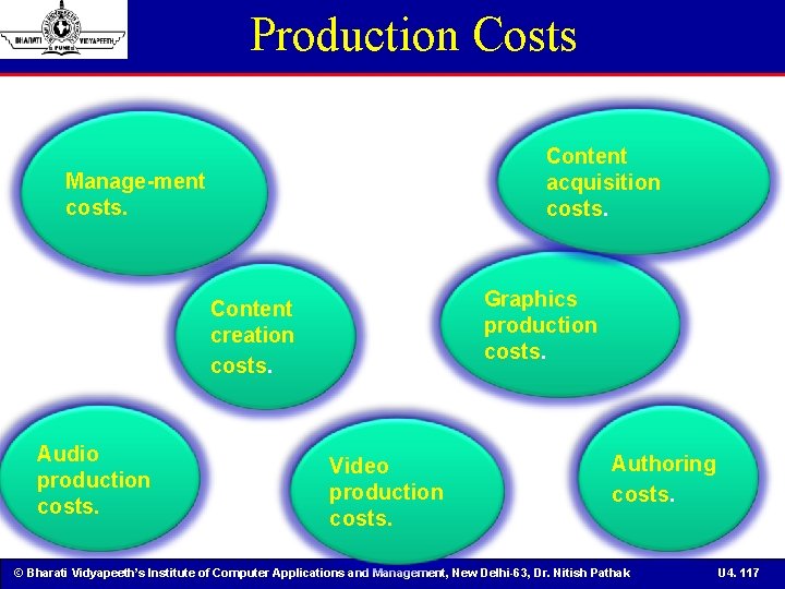 Production Costs Content acquisition costs. Manage-ment costs. Graphics production costs. Content creation costs. Audio