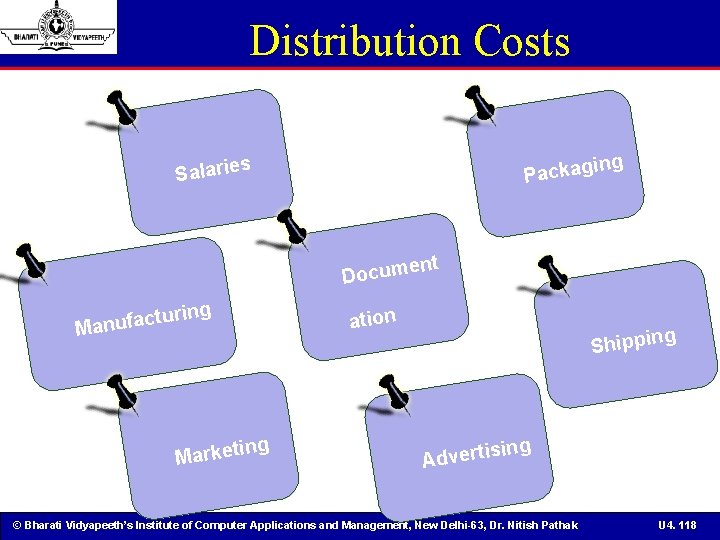 Distribution Costs g in Packag s Salarie ent Docum ring u t c a