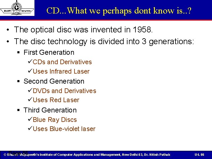 CD. . . What we perhaps dont know is. . ? • The optical