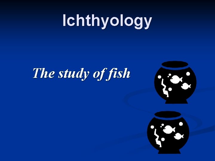 Ichthyology The study of fish 