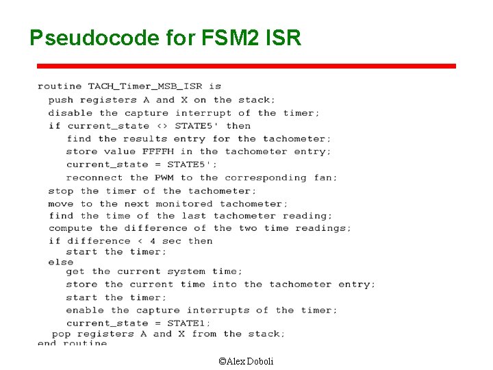 Pseudocode for FSM 2 ISR ©Alex Doboli 