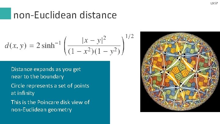 L 9 S 7 non-Euclidean distance Distance expands as you get near to the