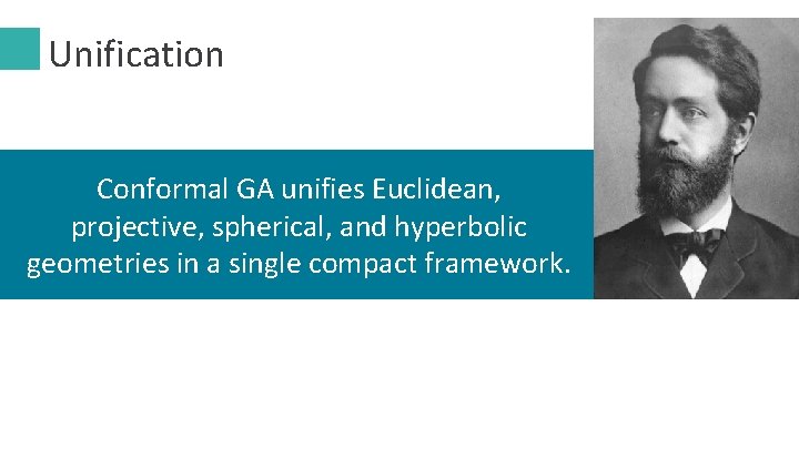 Unification Conformal GA unifies Euclidean, projective, spherical, and hyperbolic geometries in a single compact