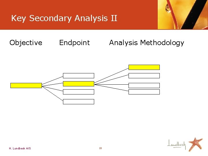Key Secondary Analysis II Objective H. Lundbeck A/S Endpoint Analysis Methodology 10 